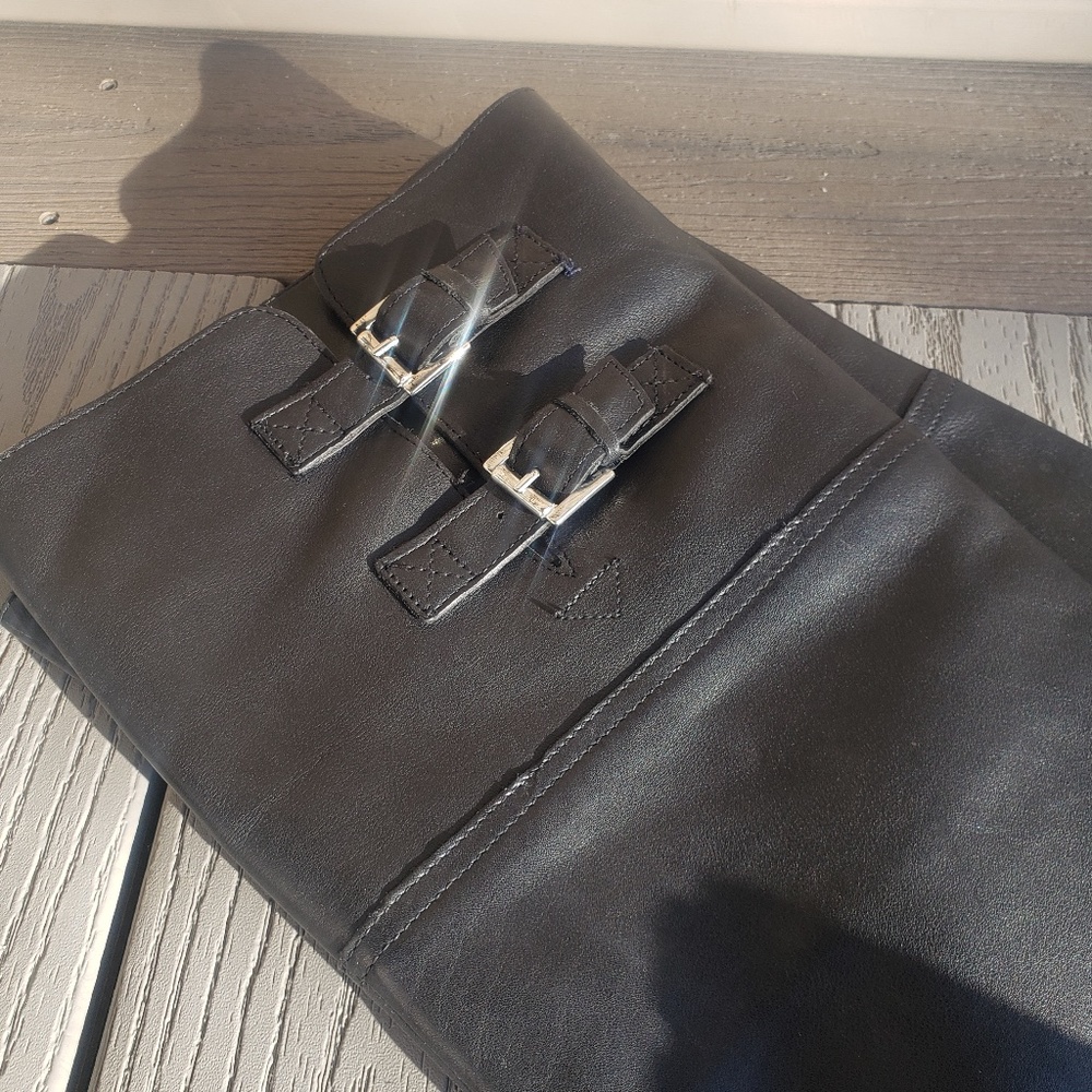 ZARA Leather 2 Buckle Over The Knee Lug Sole Tall Boots - Picture 6 of 13